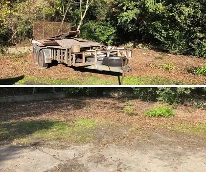 Before and after: a derelict trailer removed and the ground cleared
