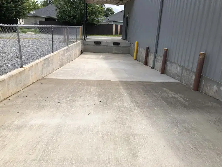 The same commercial loading ramp swept clear and dry